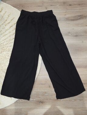 H&M Black Wide Leg Elastic Waist Pants